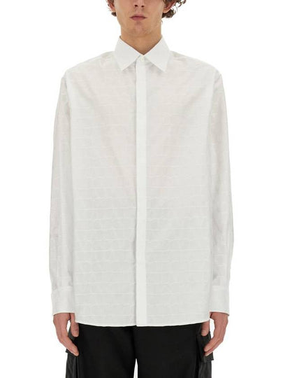 Men's Tulle Iconograph Pattern Cotton Poplin Long Sleeve Shirt White - VALENTINO - BALAAN 2