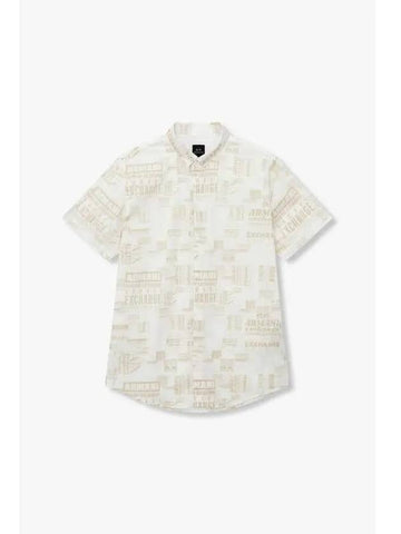 Men s Logo Pattern Stretch Shirt Off White - ARMANI EXCHANGE - BALAAN 1