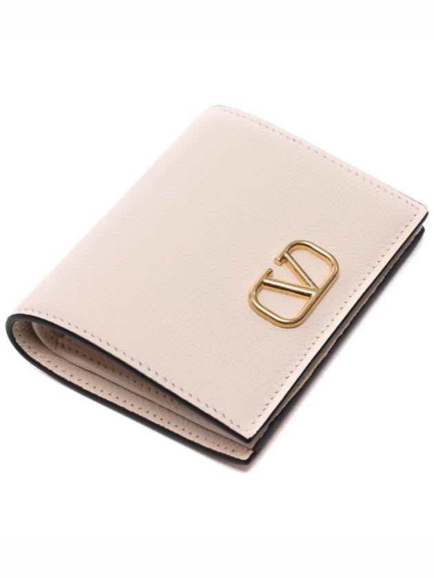 Compact V Logo Signature Calfskin Half Wallet Ivory - VALENTINO - BALAAN 6