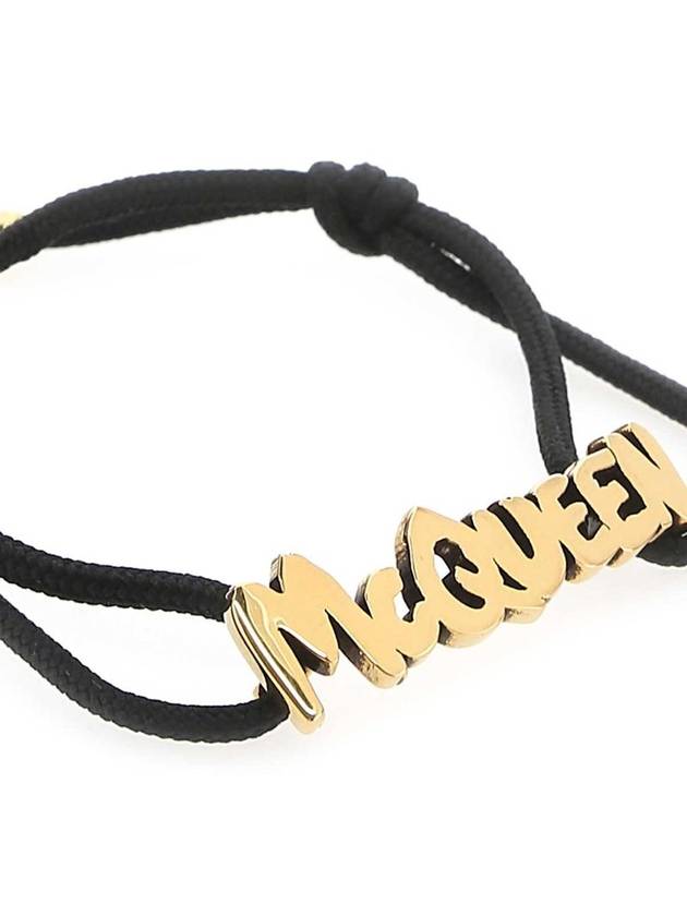 Graffiti Cotton Bracelet Gold Black - ALEXANDER MCQUEEN - BALAAN 3