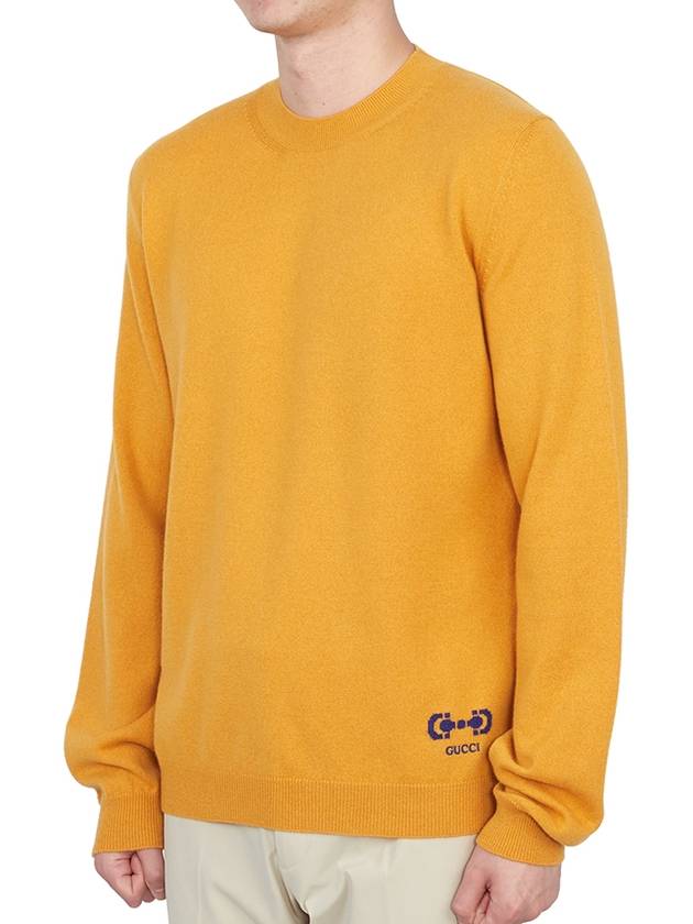 Men's Horsebit Crew Neck Cashmere Knit Top Orange - GUCCI - BALAAN 3