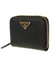 Vitello Triangle Logo Zip Around Coin Purse Black - PRADA - BALAAN 3