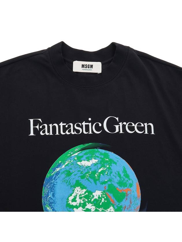 Fantastic Green Sustainable Cotton Short Sleeve T-Shirt Black - MSGM - BALAAN 4