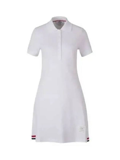 Women's Logo Patch Tennis Flare Short Dress White - THOM BROWNE - BALAAN 2