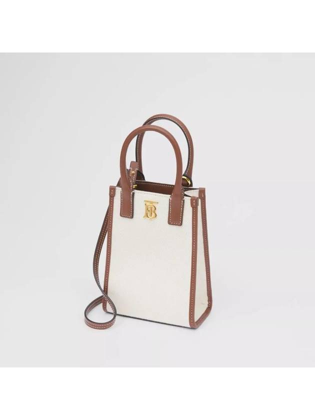 Frances Canvas Leather Mini Tote Bag Ecru Tan - BURBERRY - BALAAN 8