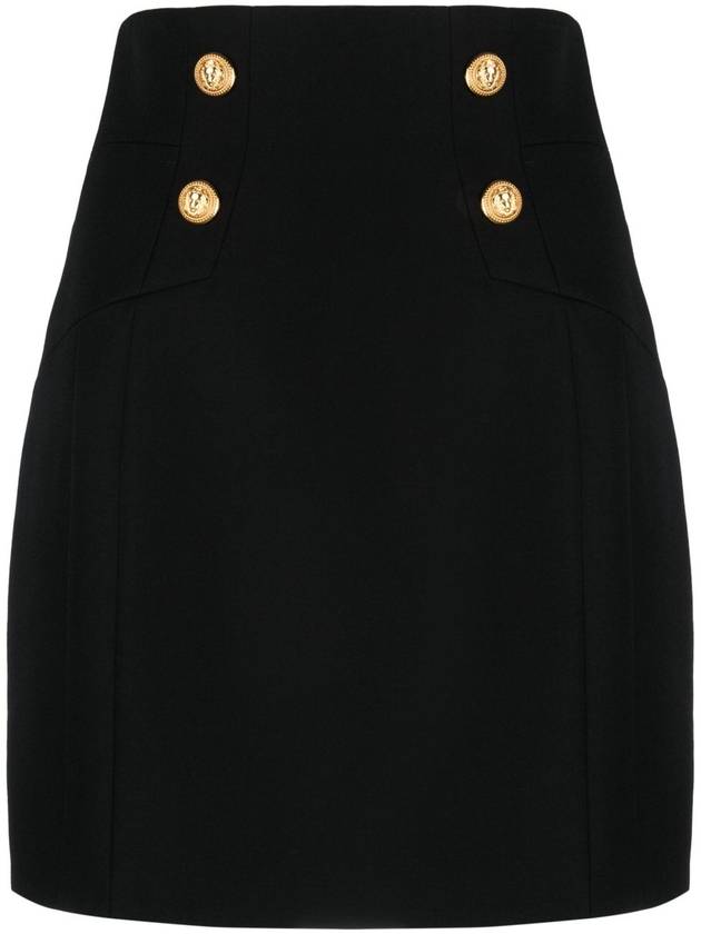 High Waist 4 Button H Line Skirt Black - BALMAIN - BALAAN 2