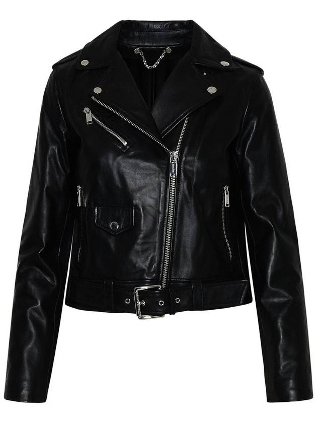 Women's Leather Biker Jacket Black - MICHAEL KORS - BALAAN 2