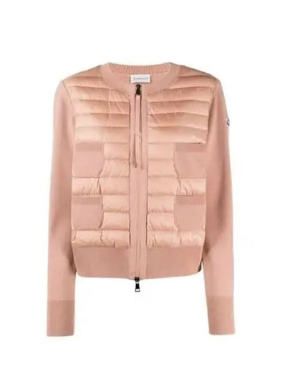 Padded Wool Zip-Up Cardigan Light Pink - MONCLER - BALAAN 2