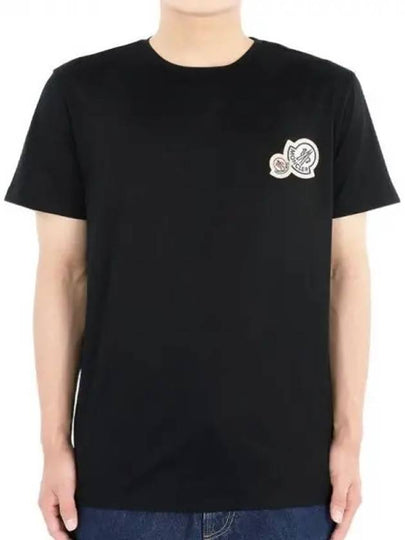 Double Logo Patch Round Short Sleeve T-Shirt Black - MONCLER - BALAAN 2