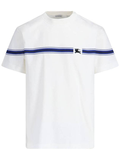 Logo embroidery striped t-shirt 8090436B7347_SALT - BURBERRY - BALAAN 2