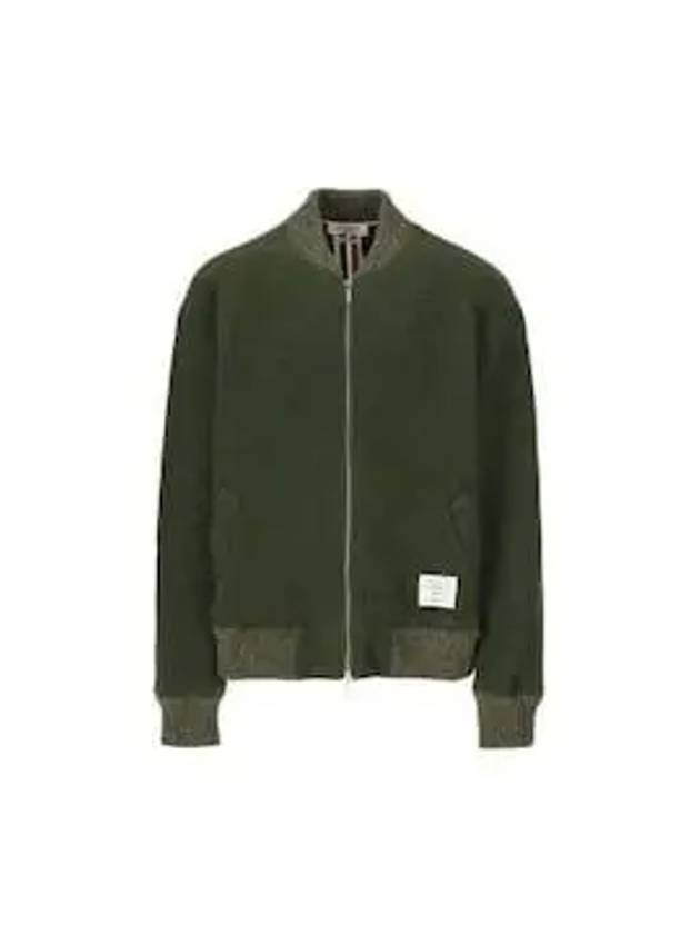 Fleece Stripe Wool Bomber Jacket Dark Green - THOM BROWNE - BALAAN 2