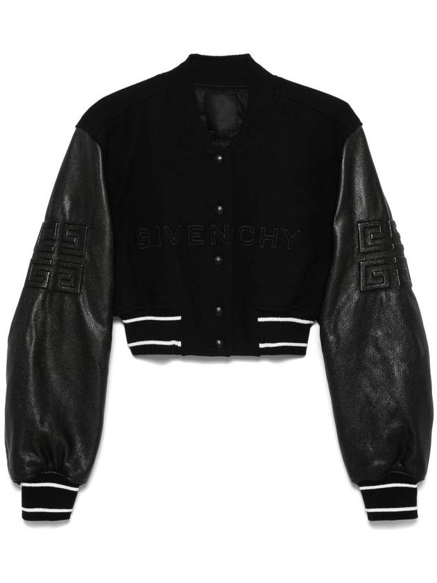 Embossed 4G Emblem Cropped Varsity Bomber Jacket Black - GIVENCHY - BALAAN 2