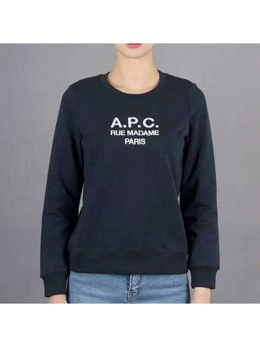 Women's Tina Logo Sweat Sweatshirt Navy - A.P.C. - BALAAN 2