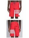 Men s Diagonal Drawstring Waist Board Swim Shorts Red - THOM BROWNE - BALAAN 5