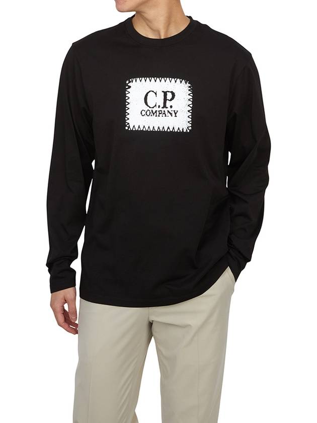 Logo Printed Cotton Long Sleeve T-Shirt Black - CP COMPANY - BALAAN 5