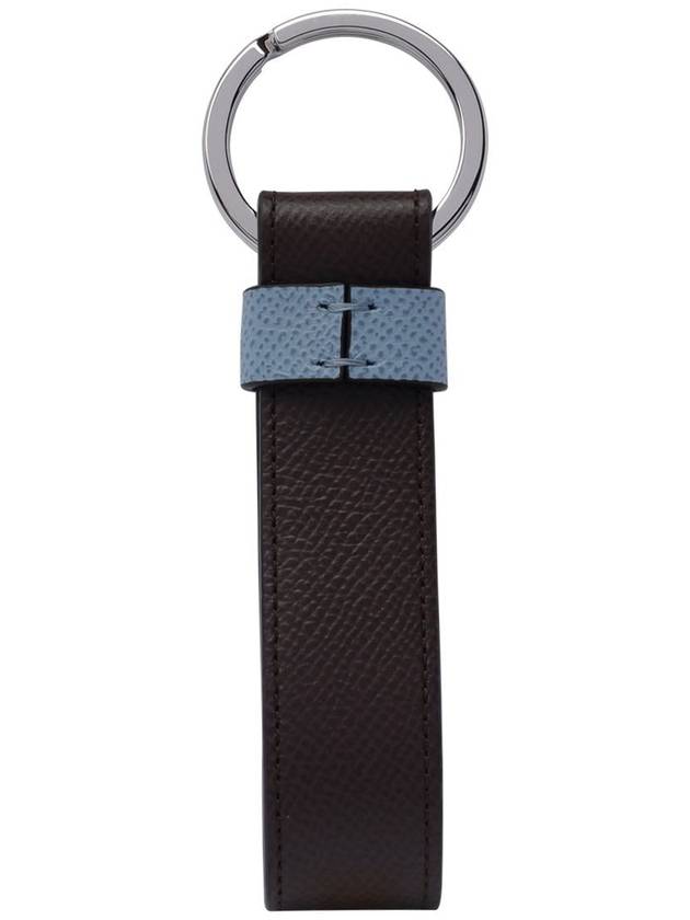 T Logo Leather Keyholder Blue Brown - TOD'S - BALAAN 3