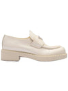 Chocolate Patent Leather Loafers Ivory - PRADA - BALAAN 1