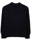 Heart Logo V Neck Wool Cardigan Black - AMI - BALAAN 3