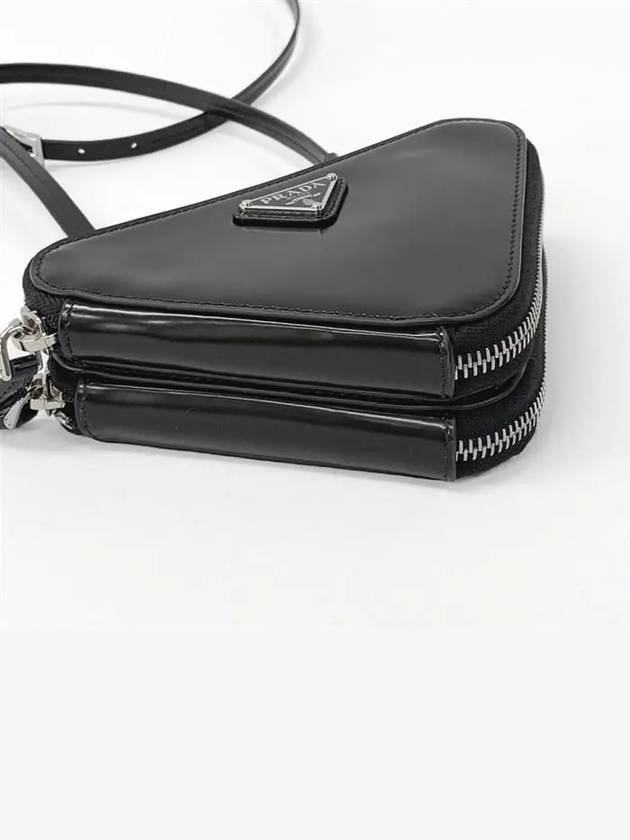 Brushed Leather Chain Mini  Shoulder Bag Black - PRADA - BALAAN 5