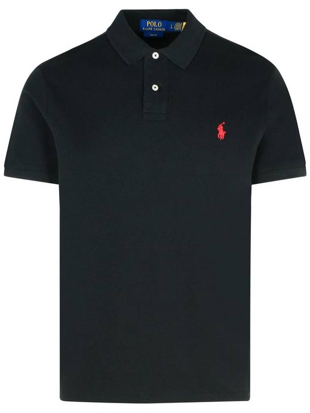 Men's Pony Slim Fit Short Sleeve Polo Shirt Black - POLO RALPH LAUREN - BALAAN 2