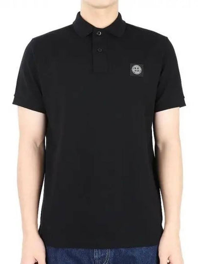 Men's Logo Patch Polo Shirt Black - STONE ISLAND - BALAAN 2