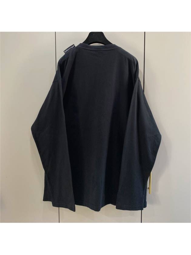 S BB Men Oversized Shoulder Logo Long Sleeve T Shirt Black - BALENCIAGA - BALAAN 4