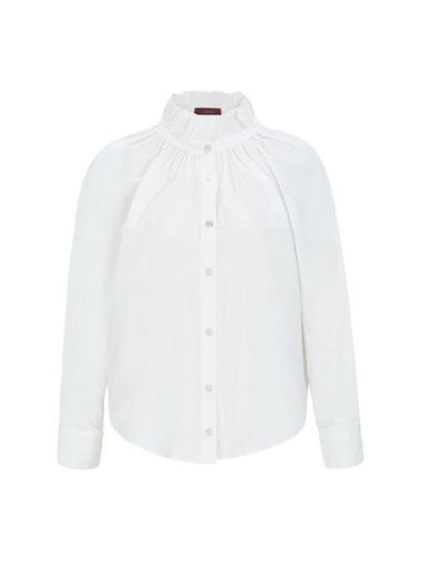 Cotton Ruffle Shirt White C3WBL73 - CALLAITE - BALAAN 1