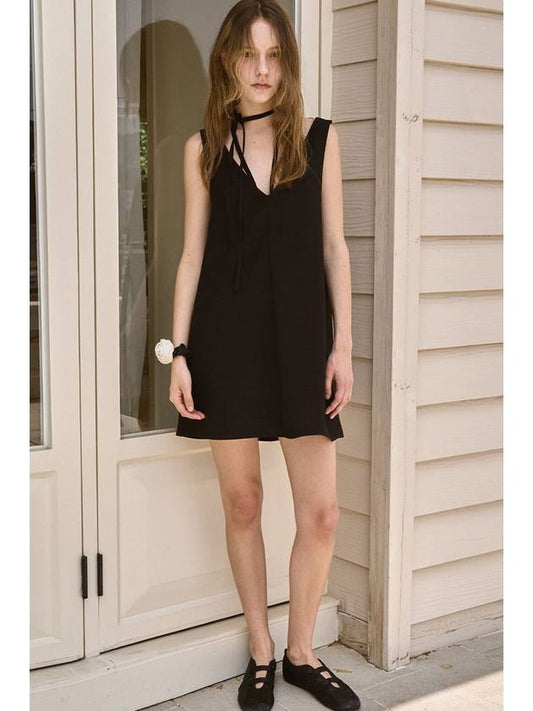 V NECK STRAP MINI DRESS - SIGREAT - BALAAN 1