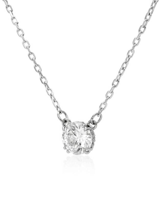 Stilla Round Zirconia Pendant Necklace Silver - SWAROVSKI - BALAAN 4