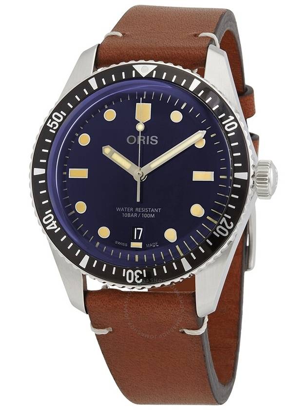 DIVERS SIXTYFIVE DATE Automatic 40MM Stainless Steel Leather Watch REF No 01 733 7707 405507 5 20’ 45 01 733 7707 4055 07 5 20 45 B0081055192 - ORIS - BALAAN 2