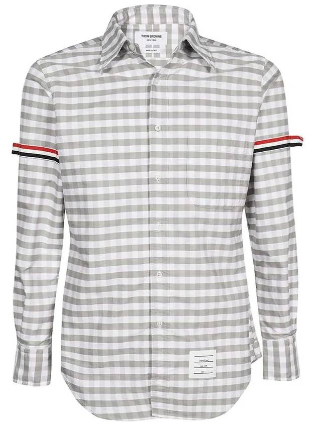 Men's Check Oxford Long Sleeve Shirt Grey - THOM BROWNE - BALAAN 3