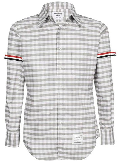 Men's Check Oxford Long Sleeve Shirt Grey - THOM BROWNE - BALAAN 2