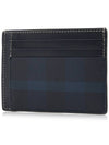 Check Print Money Clip Card Wallet Navy - BURBERRY - BALAAN 3