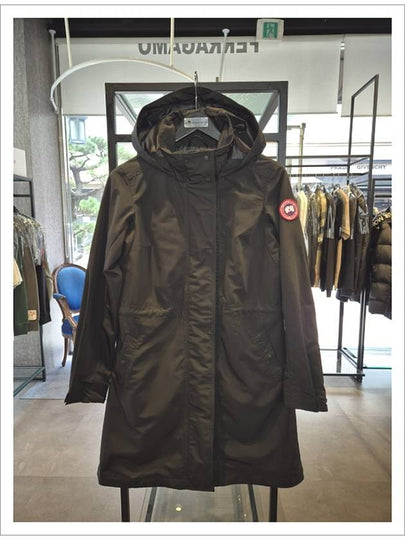 Logo Patch Long Hooded Zip-Up Jacket Black - CANADA GOOSE - BALAAN 2