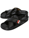 Vitello Calf Enamel Criss Cross Loafer Sandals Black - THOM BROWNE - BALAAN 2