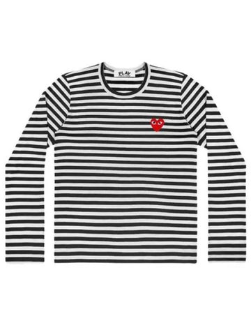 AX T164 051 1 P1T164 AZ Red Heart Waffen Stripe Long Sleeve T Shirt - COMME DES GARCONS - BALAAN 1