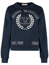 V logo sweatshirt sweatshirt navy - VALENTINO - BALAAN.