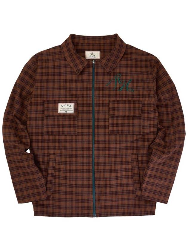 ah24 01jkbr green logo check jacket green logo check jacket Brown - ASIHA - BALAAN 1