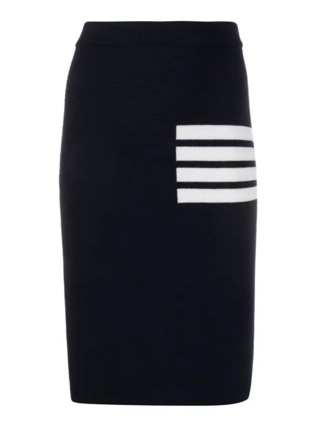 Fine Merino Wool Link Stitch Pencil Skirt Navy - THOM BROWNE - BALAAN 2