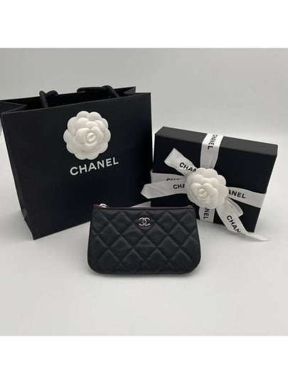 Silver CC Logo Small Calfskin Pouch Bag Black - CHANEL - BALAAN 2