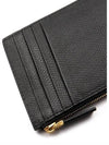 V Logo Zipper Card Wallet Black - VALENTINO - BALAAN 6