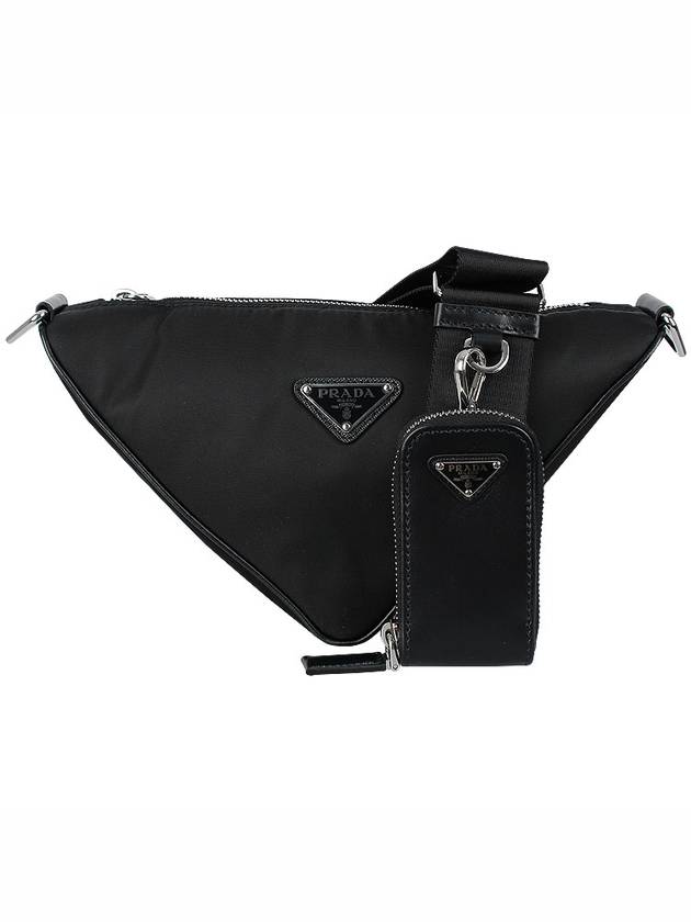 Triangle Logo Re-Nylon Cross Bag Black - PRADA - BALAAN 3