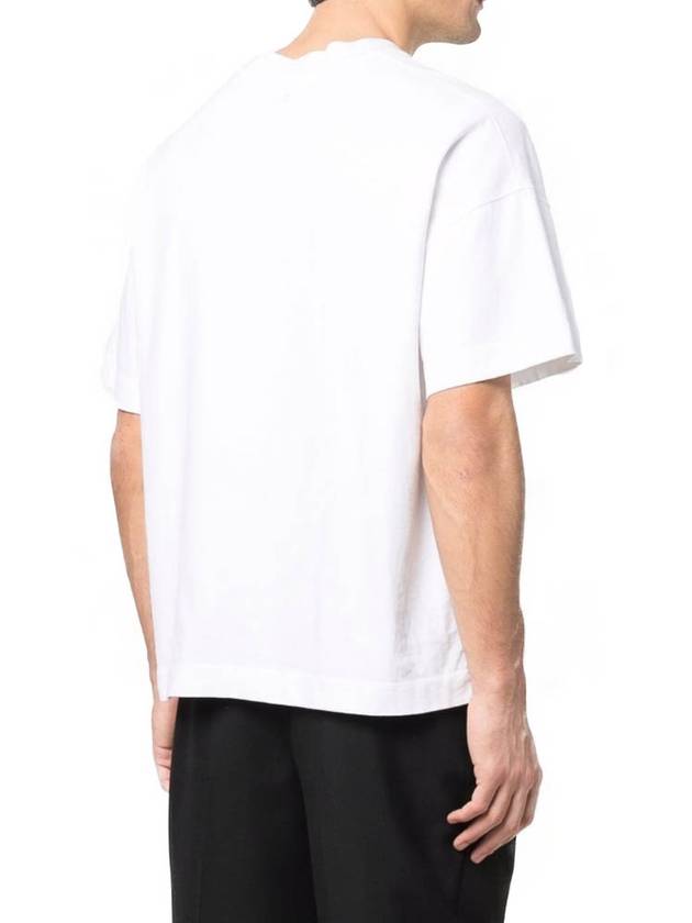 Satin Label Oversized Fit Short Sleeve T-Shirt White - AMI - BALAAN 4