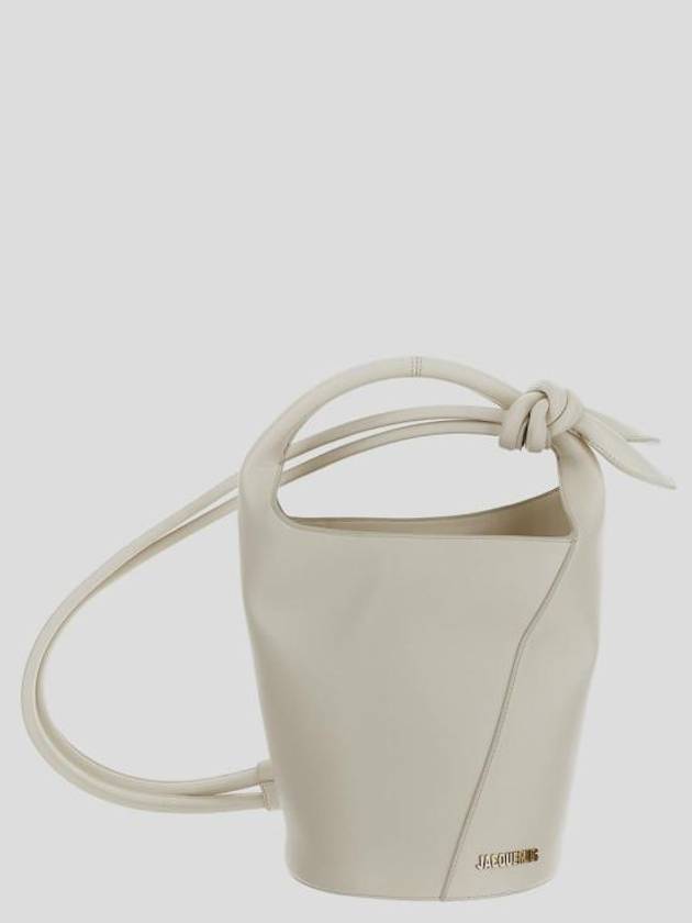 Le Petit Tourni Mini Knotted Leather Bucket Bag Ivory - JACQUEMUS - BALAAN 1