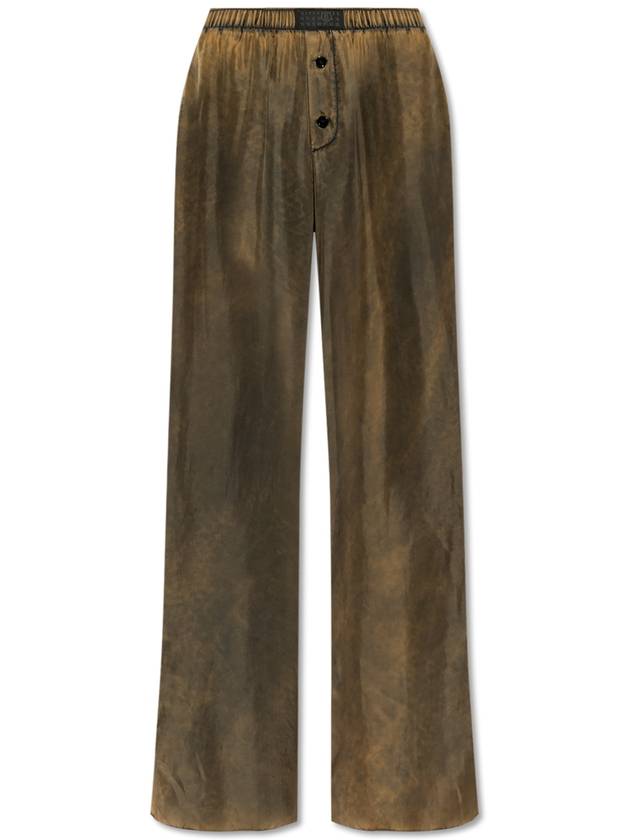 MM6 Maison Margiela Silk Loose-fit Trousers, Women's, Beige - MAISON MARGIELA - BALAAN 1