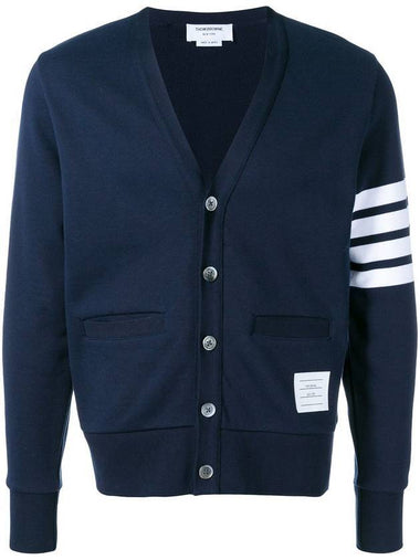 Classic V-Neck 4 Bar Stripe Cardigan Navy - THOM BROWNE - BALAAN 1