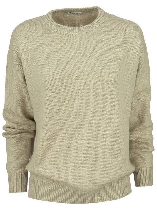 crew neck cashmere knit top beige - BRUNELLO CUCINELLI - BALAAN 1