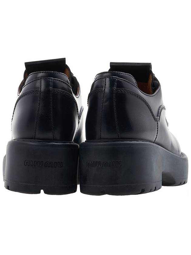 Logo Lace Up Brushed Leather Derby Black - MIU MIU - BALAAN 5