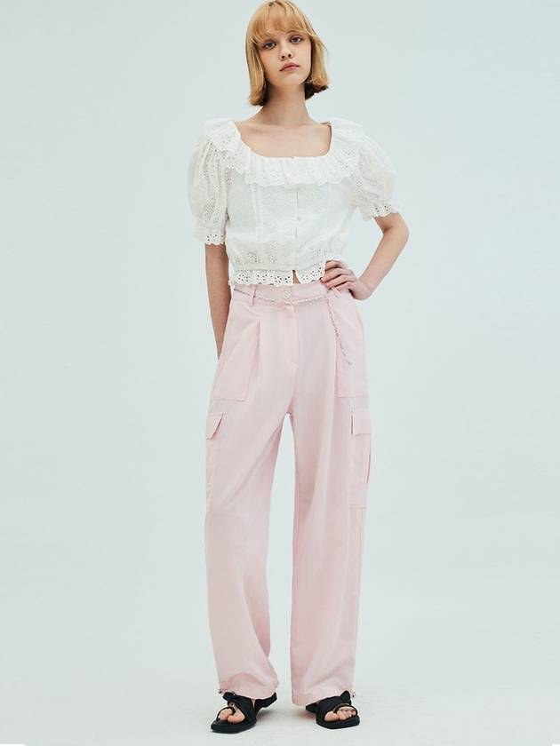 Wide Leg Stitch Cargo PantsPink - OPENING SUNSHINE - BALAAN 3