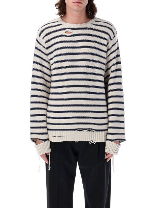 Mm6 Maison Margiela Distressed Striped Sweater - MAISON MARGIELA - BALAAN 1